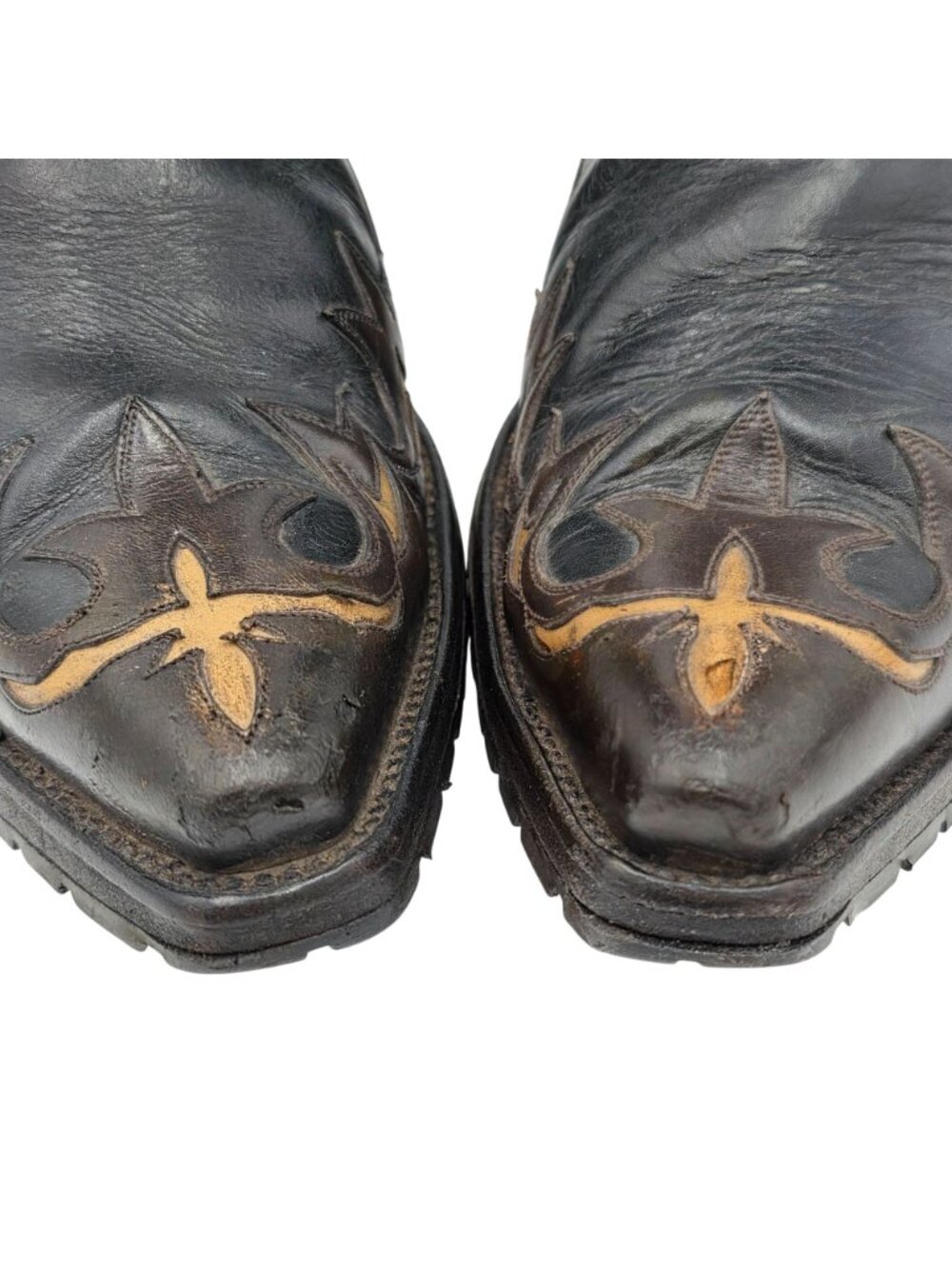 Liberty Boots Co Mens 12D Black Brown Leather Cowboy Western Biker Motorcycle - Picture 14 of 16